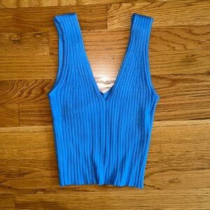 Madewell Blue Knit Cropped Tank Top (XS)